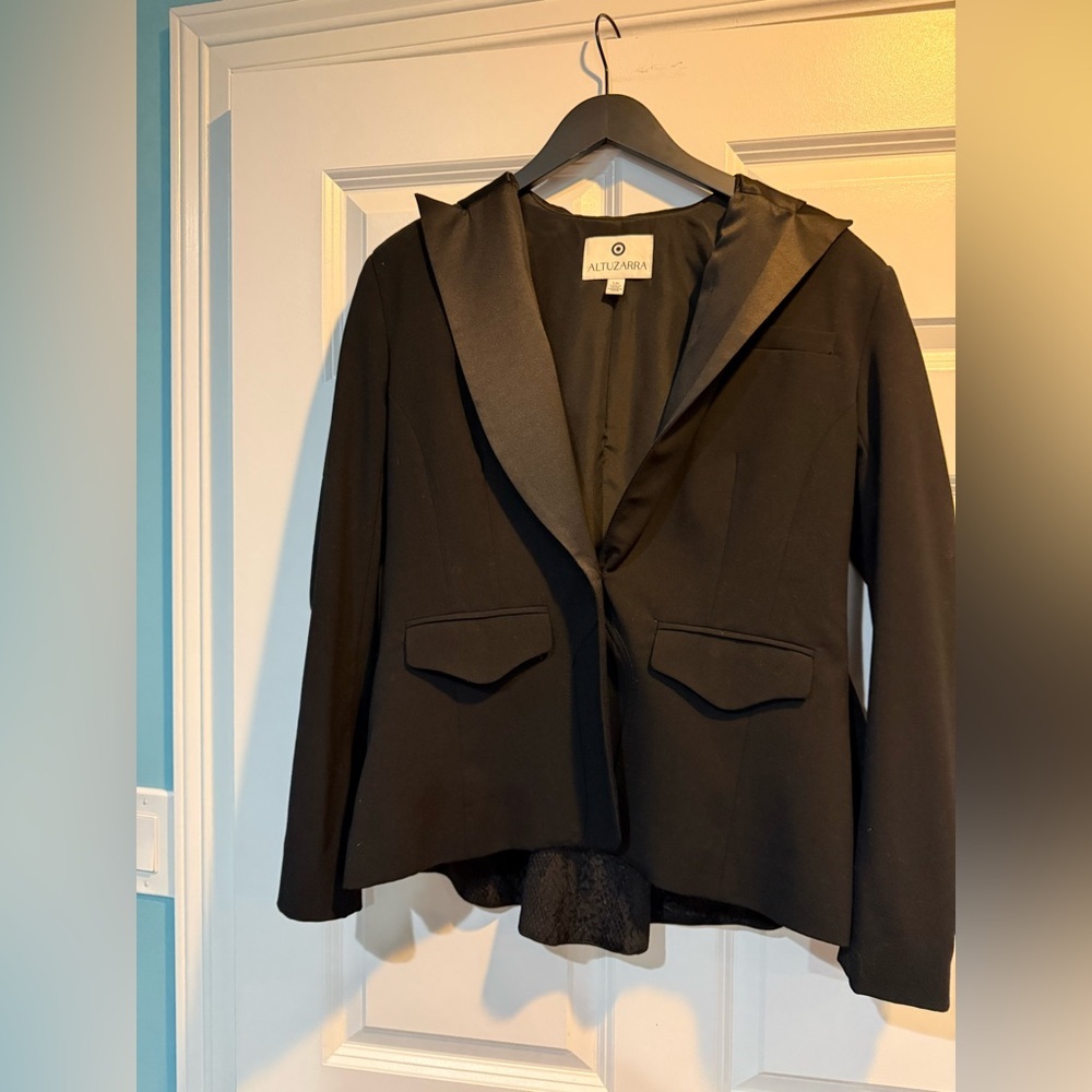 Altuzarra X Target Size Large Black Satin Brocade Peplum Blazer Tux Jacket NWOT - Picture 5 of 9